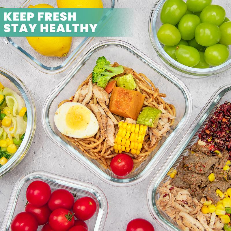 18PCS 9 Pack Glass Storage Containers with Lids
