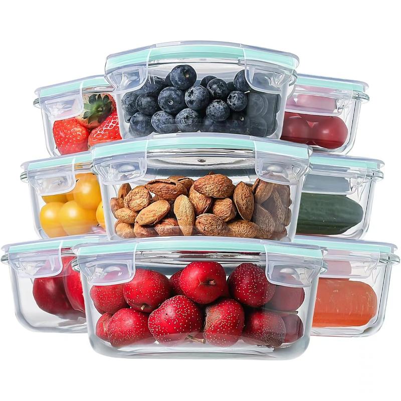 18PCS 9 Pack Glass Storage Containers with Lids